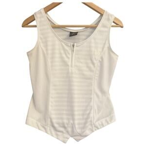 Vintage Balle de Match Tennis Tank Top Small USA White Stripe Zip Front